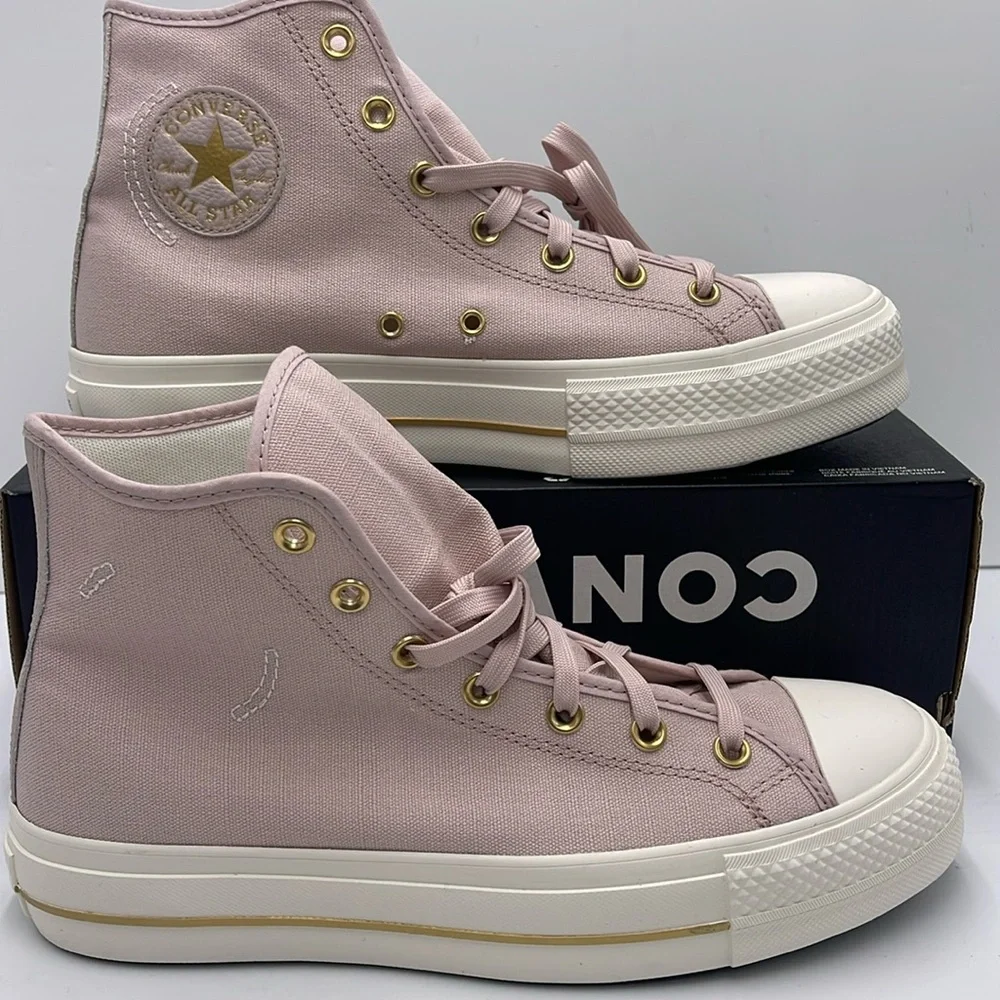 Converse WMNS CTAS LIFT HI FLUSH STONE/EGRET/GOLD A10431C Platforms Sneakers